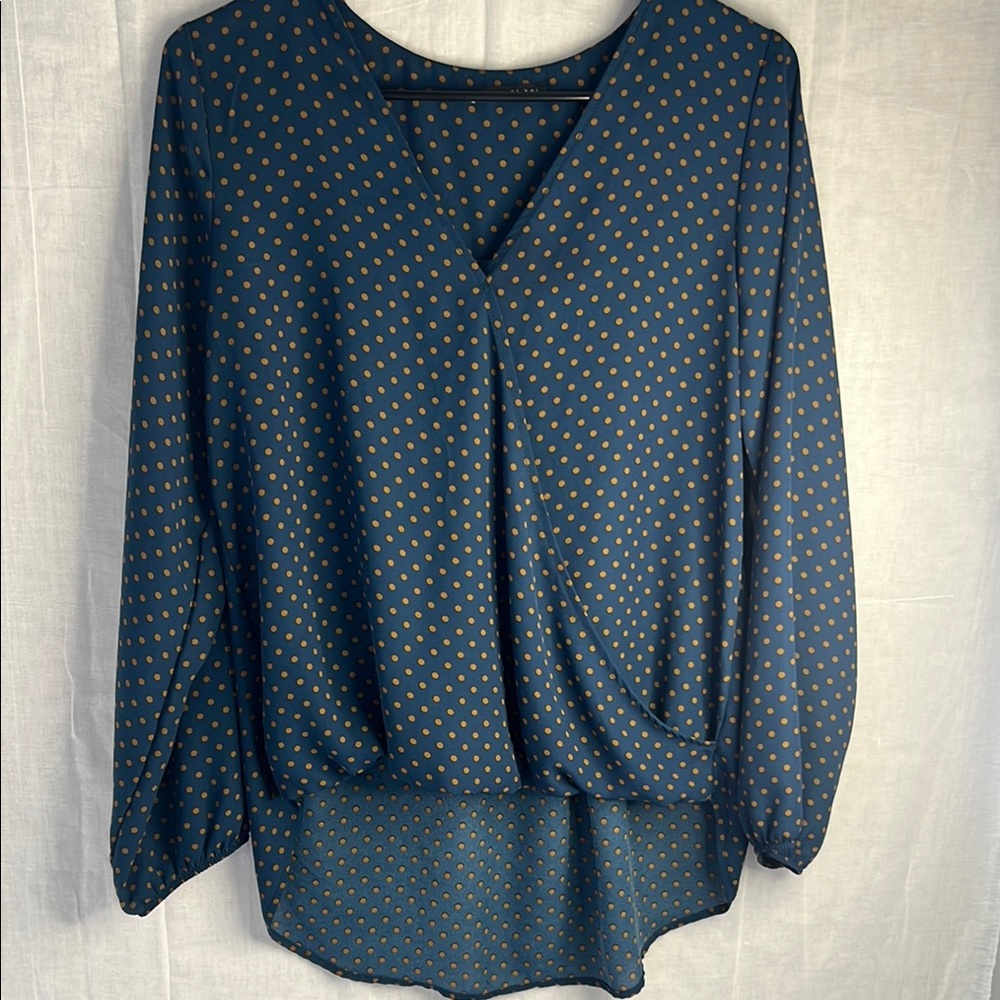 West Kei Blue and Green Dolman Sleeve Wrap Blouse. CAJA. # 1 A